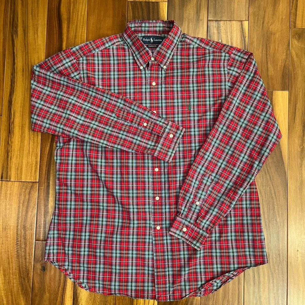 Polo Ralph Lauren Button Up Shirt Mens XL Red Plaid Classic Fit pony logo - Picture 3 of 8